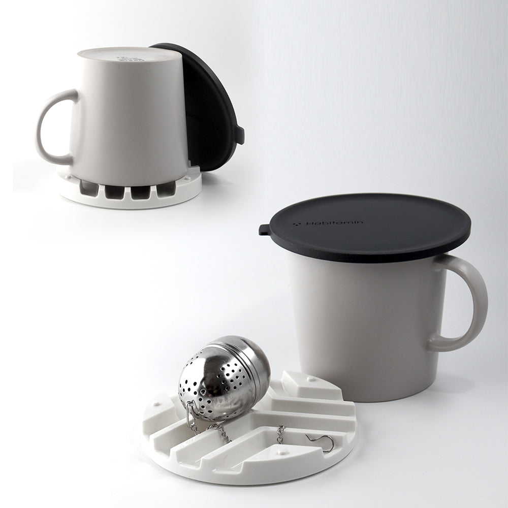 [2pack of Mug mate] Multi-purpose silicone lid & coaster (Dark grey)