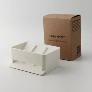 Soap mate, Slanted soap dish with self-draining & drying, [Warm white]