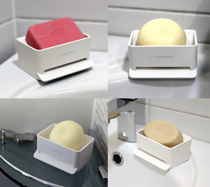 Soap mate, Slanted soap dish with self-draining & drying, [Cool white]
